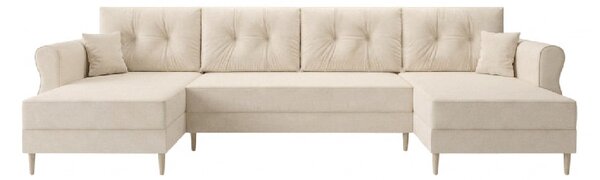 Rozkladacia sedacia súprava do U SILVIANO 300x140 cm, krémová + 2 vankúšiky ZDARMA