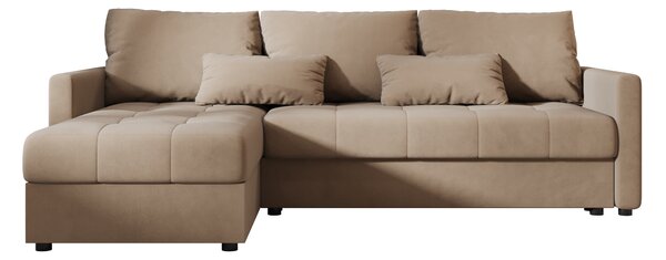 Rozkladacia obojstranná sedacia súprava do L VENORIA 220x143 cm, béžová + 2 vankúšiky ZDARMA
