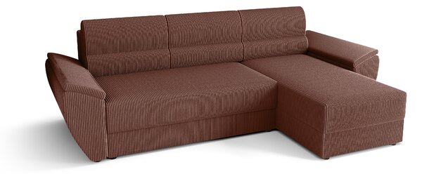 Rozkladacia obojstranná sedacia súprava do L TAVERO 251x140 cm, tmavoružová