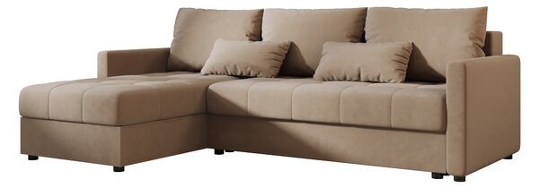 Rozkladacia obojstranná sedacia súprava do L VENORIA 220x143 cm, béžová + 2 vankúšiky ZDARMA