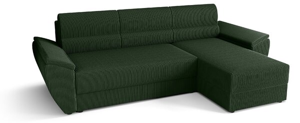 Rozkladacia obojstranná sedacia súprava do L TAVERO 251x140 cm, tmavozelená