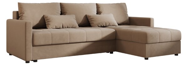 Rozkladacia obojstranná sedacia súprava do L VENORIA 220x143 cm, béžová + 2 vankúšiky ZDARMA