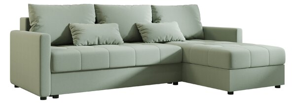 Rozkladacia obojstranná sedacia súprava do L VENORIA 220x143 cm, svetlozelená + 2 vankúšiky ZDARMA