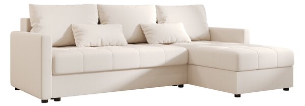 Rozkladacia obojstranná sedacia súprava do L VENORIA 220x143 cm, krémová + 2 vankúšiky ZDARMA