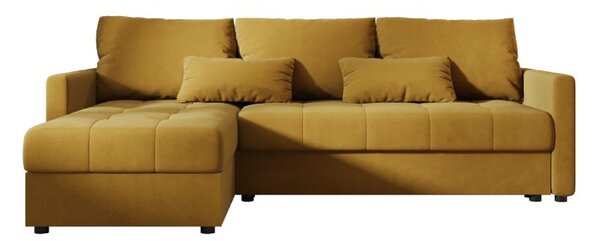 Rozkladacia obojstranná sedacia súprava do L VENORIA 220x143 cm, horčicová + 2 vankúšiky ZDARMA