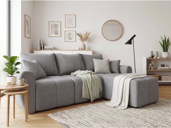 Rozkladacia obojstranná sedacia súprava do L SEVIO 246x145 cm, sivá + 2 vankúšiky ZDARMA