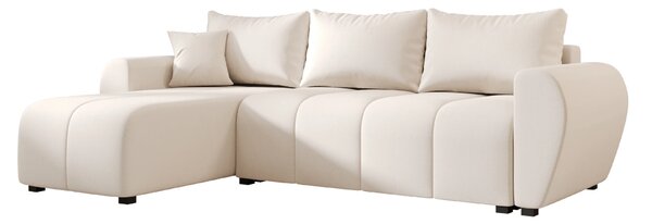 Rozkladacia obojstranná sedacia súprava do L SEVIO 246x145 cm, krémová + 2 vankúšiky ZDARMA