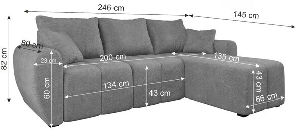 Rozkladacia obojstranná sedacia súprava do L SEVIO 246x145 cm, krémová + 2 vankúšiky ZDARMA