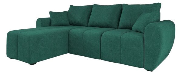 Rozkladacia obojstranná sedacia súprava do L SEVIO 246x145 cm, fľaškovozelená + 2 vankúšiky ZDARMA