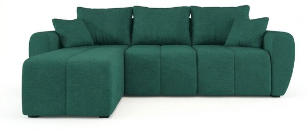 Rozkladacia obojstranná sedacia súprava do L SEVIO 246x145 cm, fľaškovozelená + 2 vankúšiky ZDARMA