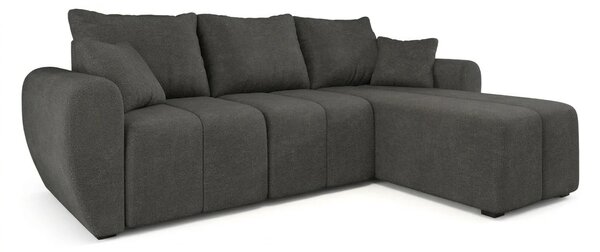 Rozkladacia obojstranná sedacia súprava do L SEVIO 246x145 cm, tmavo sivá + 2 vankúšiky ZDARMA