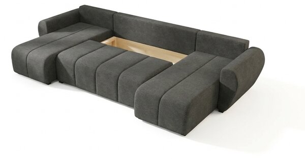 Rozkladacia obojstranná sedacia súprava do U SEVIO 311x145 cm, tmavosivá + 2 vankúšiky ZDARMA