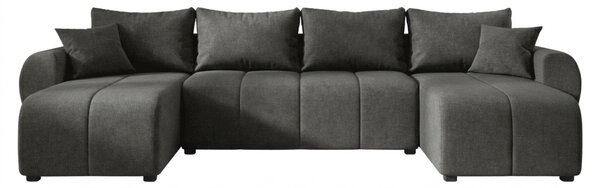 Rozkladacia obojstranná sedacia súprava do U SEVIO 311x145 cm, tmavosivá + 2 vankúšiky ZDARMA