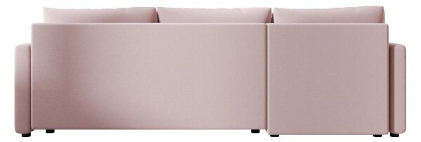Rozkladacia obojstranná sedacia súprava do L VENORIA 220x143 cm, púdrovo ružová + 2 vankúšiky ZDARMA