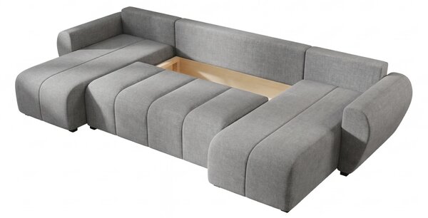 Rozkladacia obojstranná sedacia súprava do U SEVIO 311x145 cm, sivá + 2 vankúšiky ZDARMA