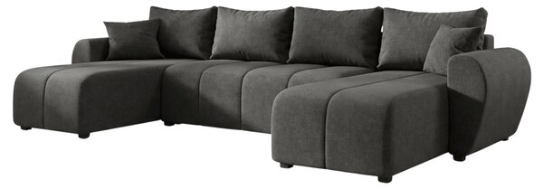 Rozkladacia obojstranná sedacia súprava do U SEVIO 311x145 cm, tmavosivá + 2 vankúšiky ZDARMA