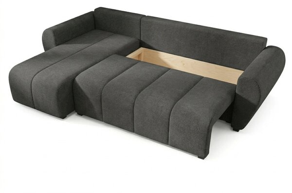 Rozkladacia obojstranná sedacia súprava do L SEVIO 246x145 cm, tmavo sivá + 2 vankúšiky ZDARMA