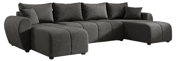 Rozkladacia obojstranná sedacia súprava do U SEVIO 311x145 cm, tmavosivá + 2 vankúšiky ZDARMA