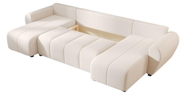 Rozkladacia sedacia súprava do U SEVIO 311x145 cm, krémová + 2 vankúšiky ZDARMA