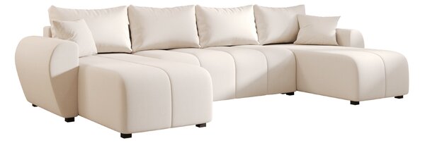 Rozkladacia sedacia súprava do U SEVIO 311x145 cm, krémová + 2 vankúšiky ZDARMA