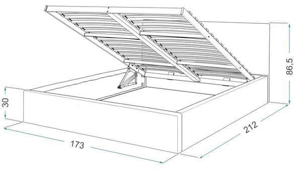 Čalúnená manželská posteľ s úložným priestorom Ingrit - tmavo sivá Rozmer: 140x200