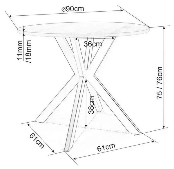 Jedálenský stôl Talia 90 cm, kameň / krémová