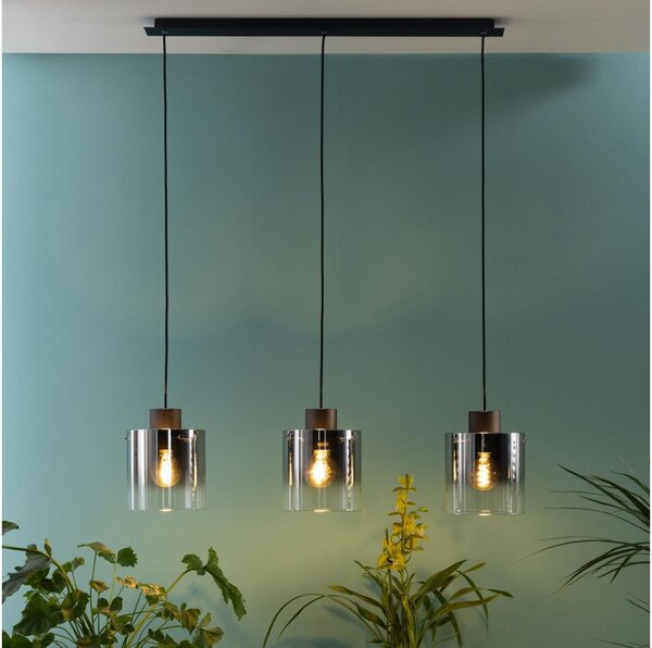 Brilliant - Luster na lanku BETH 3xE27/60W/230V čierna/dymová