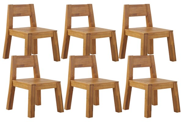 Sada 6 záhradných stoličiek akáciové drevo stoličky do interiéru a exteriéru rustikálny dizajn