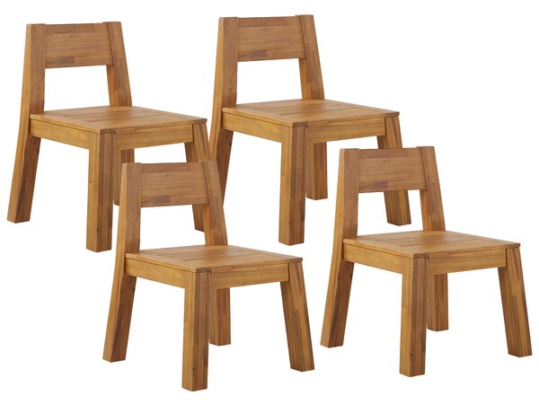 Sada 4 záhradných stoličiek akáciové drevo stoličky do interiéru a exteriéru rustikálny dizajn