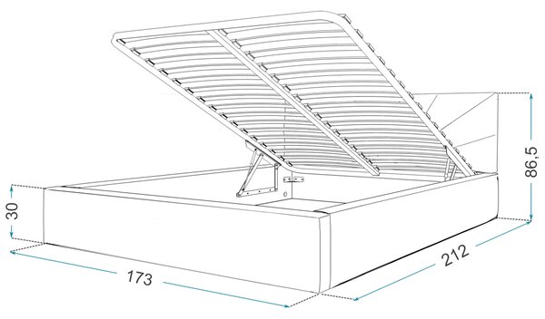 Čalúnená manželská posteľ s úložným priestorom Gabina - tmavozelená Rozmer: 160x200