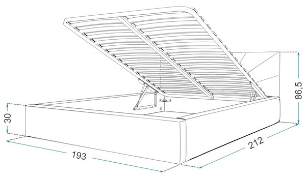 Čalúnená manželská posteľ s úložným priestorom Gabina - tmavozelená Rozmer: 160x200