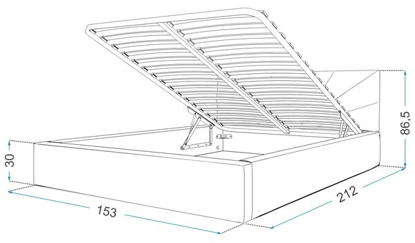 Čalúnená manželská posteľ s úložným priestorom Gabina - tmavozelená Rozmer: 160x200