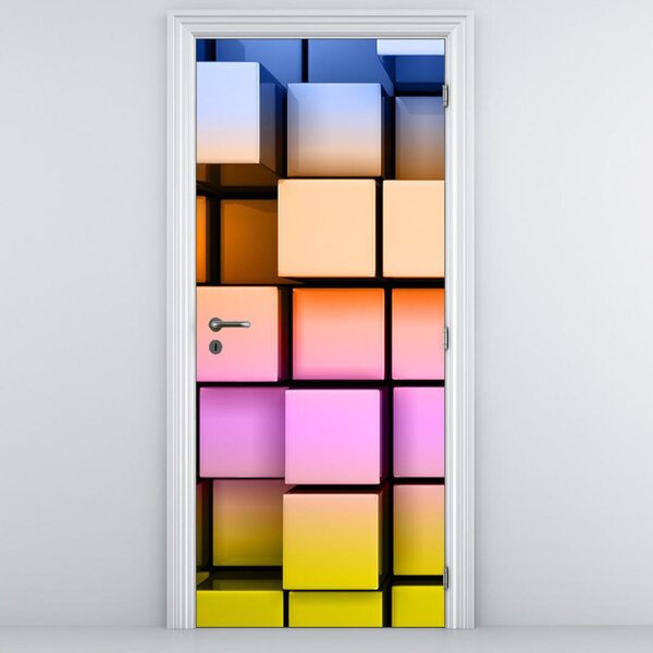 Fototapeta na dvere - Farebné kocky (95x205cm)