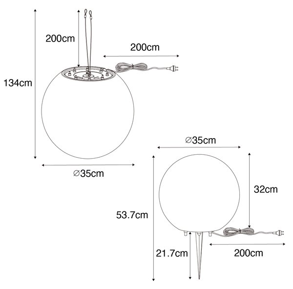 Inteligentná vonkajšia lampa biela 35 cm IP65 vrátane WiFi A60 - Nura
