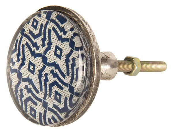Kovová úchytka s modrým ornamentom I - Ø 5 * 8 cm - Clayre & Eef