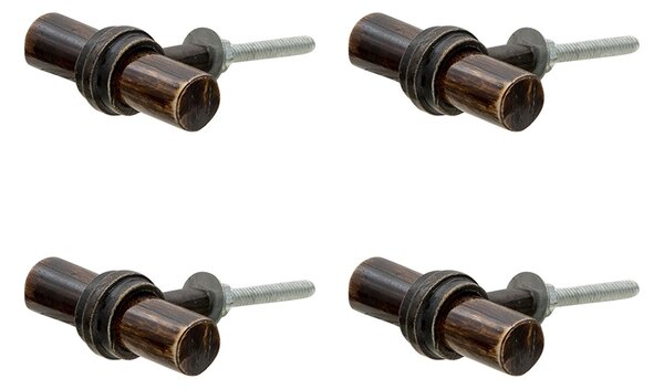 Sada 4ks čierno-hnedá úchytka s patinou v tvare valca Joli - 5*3*2 cm - Clayre & Eef