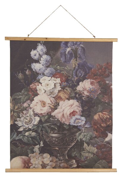 Závesný textilný obraz kvetinové zátišie v retro štýle - 80*2*100 cm - Clayre & Eef