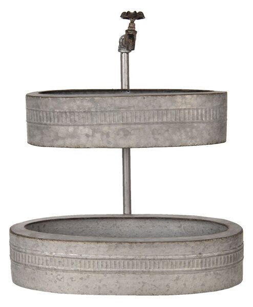 Šedý plechový retro kvetináč / etažér - 49 * 22 * ​​55 cm - Clayre & Eef
