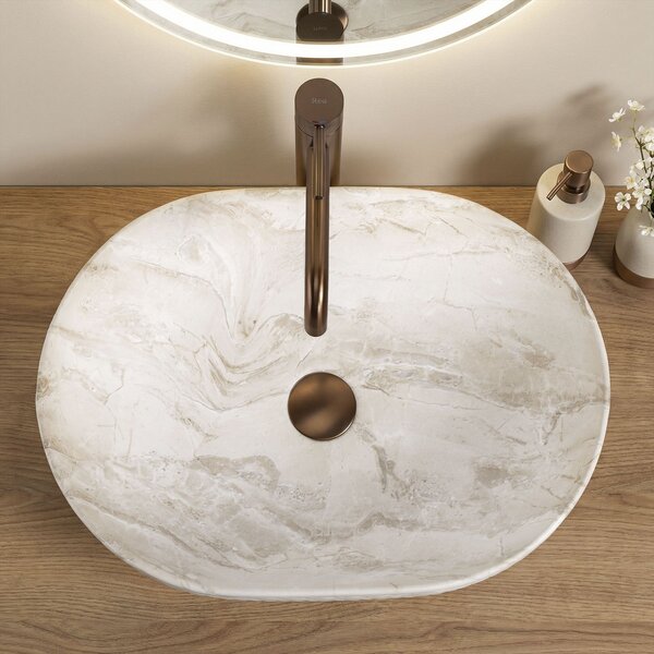 Rea Oktawia Kallisto, umývadlo na dosku 500x355x130 mm, imitácia kameňa, REA-U3528