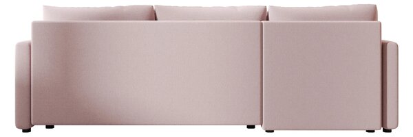 Rozkladacia obojstranná sedacia súprava do L VENORIA 220x143 cm, púdrovo ružová + 2 vankúšiky ZDARMA