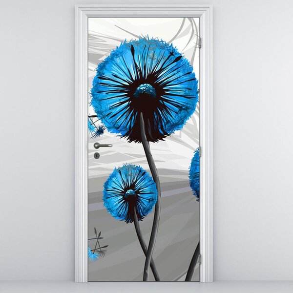 Fototapeta na dvere - abstraktná modrá púpava (95x205cm)