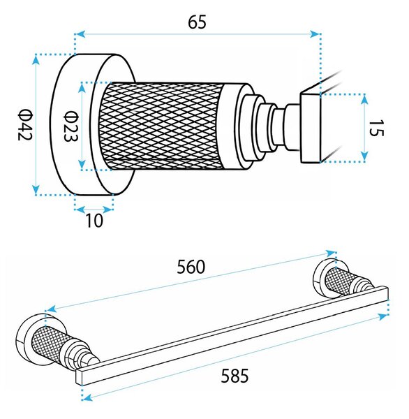 Rea Rivo, kúpeľňový vešiak na uterák 60 cm, 81301, zlatá matná, REA-98057