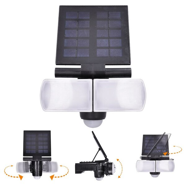 SOLIGHT LED solárne osvetlenie so senzorom 8W/600Lm/Li-Ion 3,7V-2000mAh/IP44, čierne