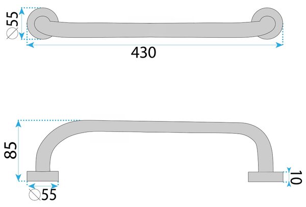 Rovná kúpeľňová oporná tyč Chrome 40cm