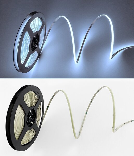 SOLIGHT LED COB stmievateľný svetelný pás 5m, 10W/m, 1000lm/m, CR>90, IP44, studená biela