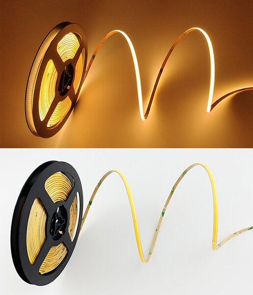 SOLIGHT LED COB svetelný pás 5m, 10W/m, 1000lm/m, CR>90, IP44, teplá biela