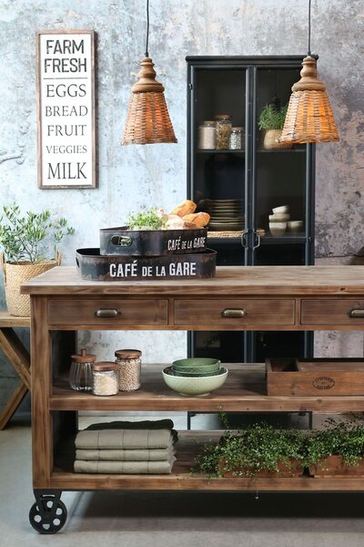 3ks plechový antik dlhý podnos Old French - 62*13*3/ 52*13*3/ 42*13*3 cm - Chic Antique