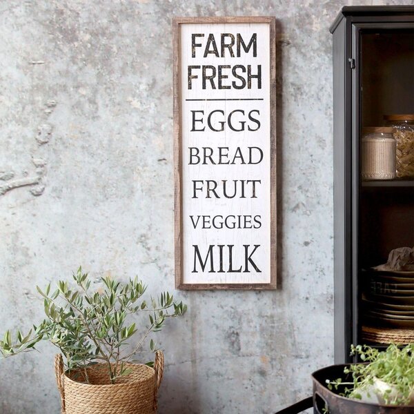 Nástenná drevená ceduľa Farm Fresh – 30*2,5*81 cm - Chic Antique