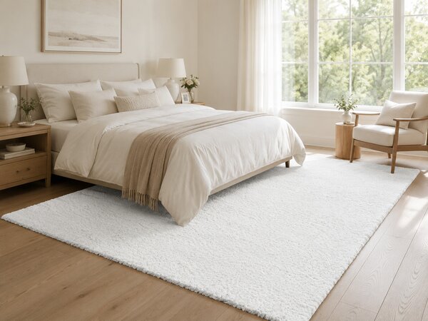 Ayyildiz, Kusový koberec Fluffy Shaggy 3500 white, 60x110, biela, obývacia izba