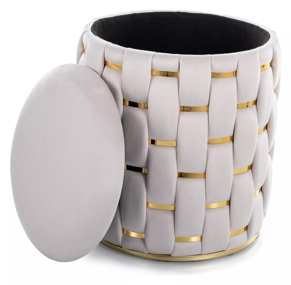 Signal Taburet Tiara Velvet s úložným priestorom svetlo béžový